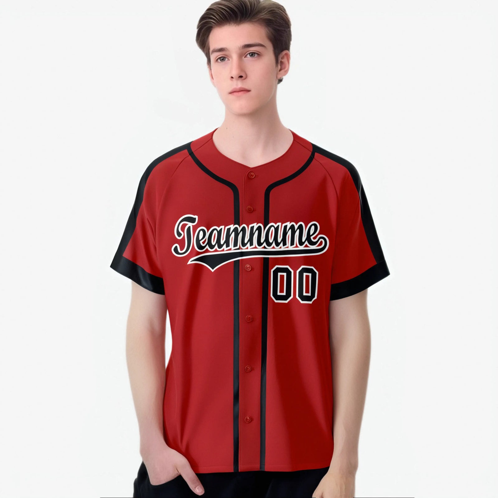 Custom Red Black White Baseball Jersey