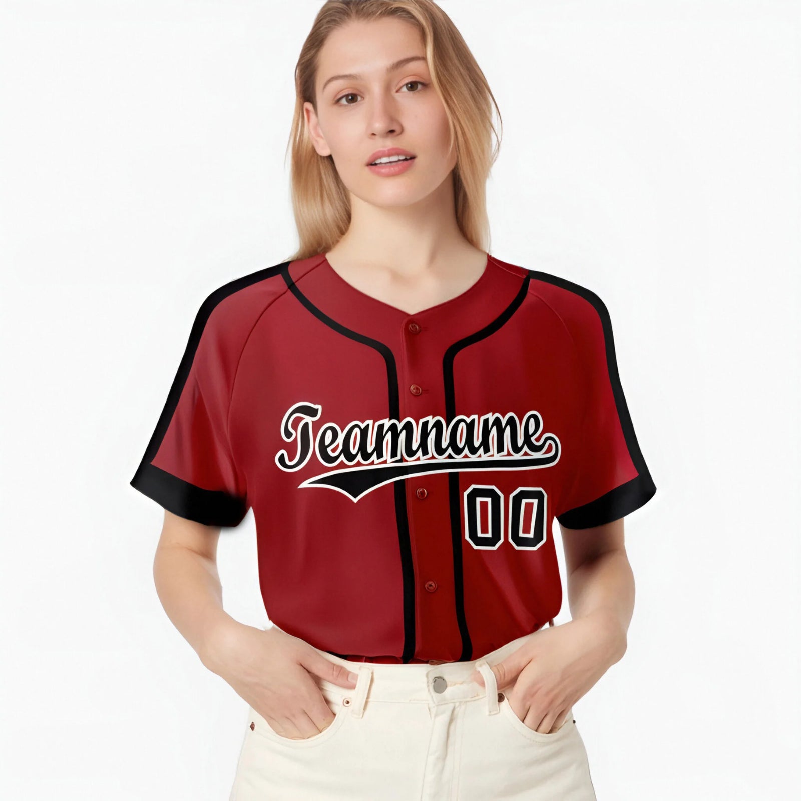 Custom Red Black White Baseball Jersey