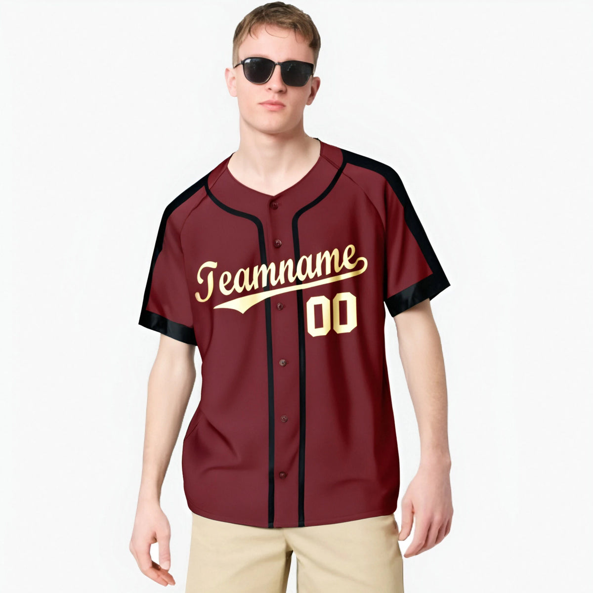 Custom Crimson Old Glod Black Baseball Jersey