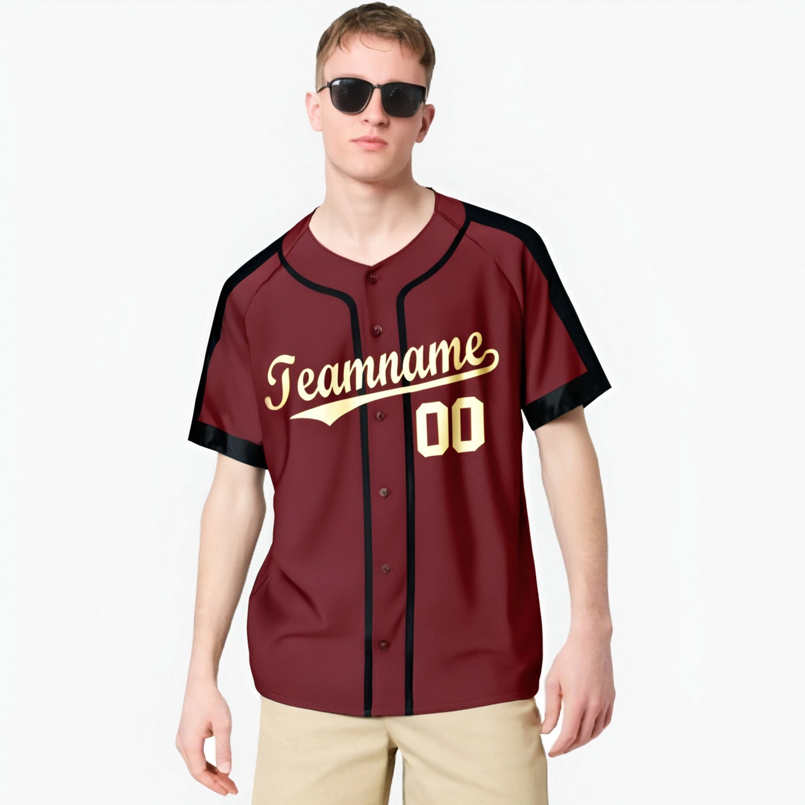 Custom Crimson Old Glod Black Baseball Jersey