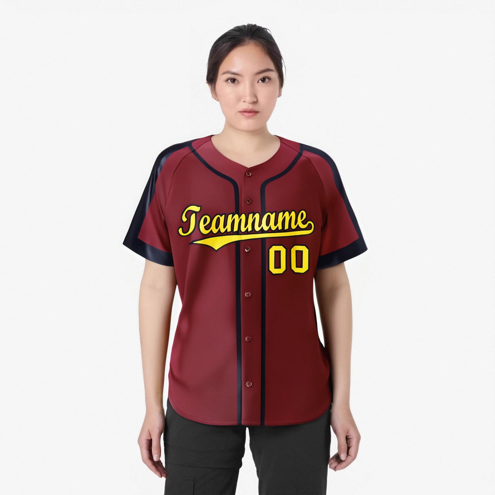 Custom Crimson Gold Navy Baseball Jersey