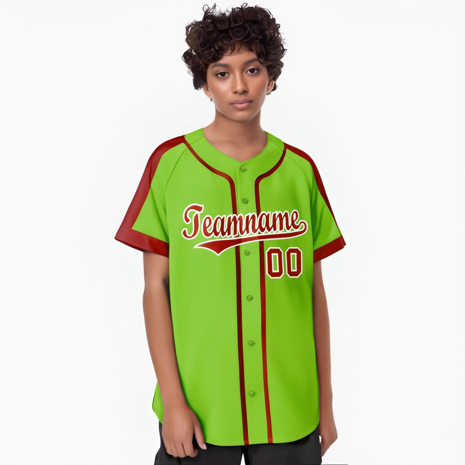 Custom Green Red White Baseball Jersey