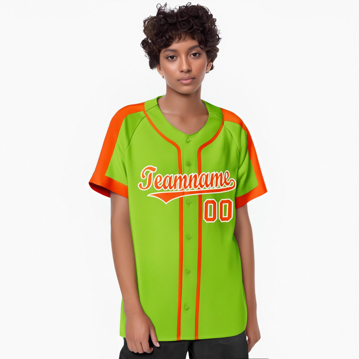 Custom Green Orange White Baseball Jersey