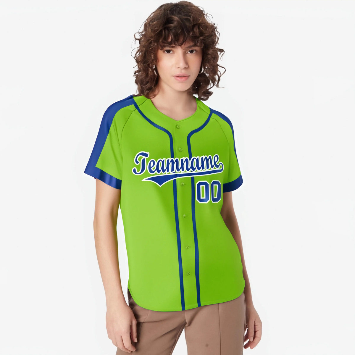 Custom Green Blue White Baseball Jersey