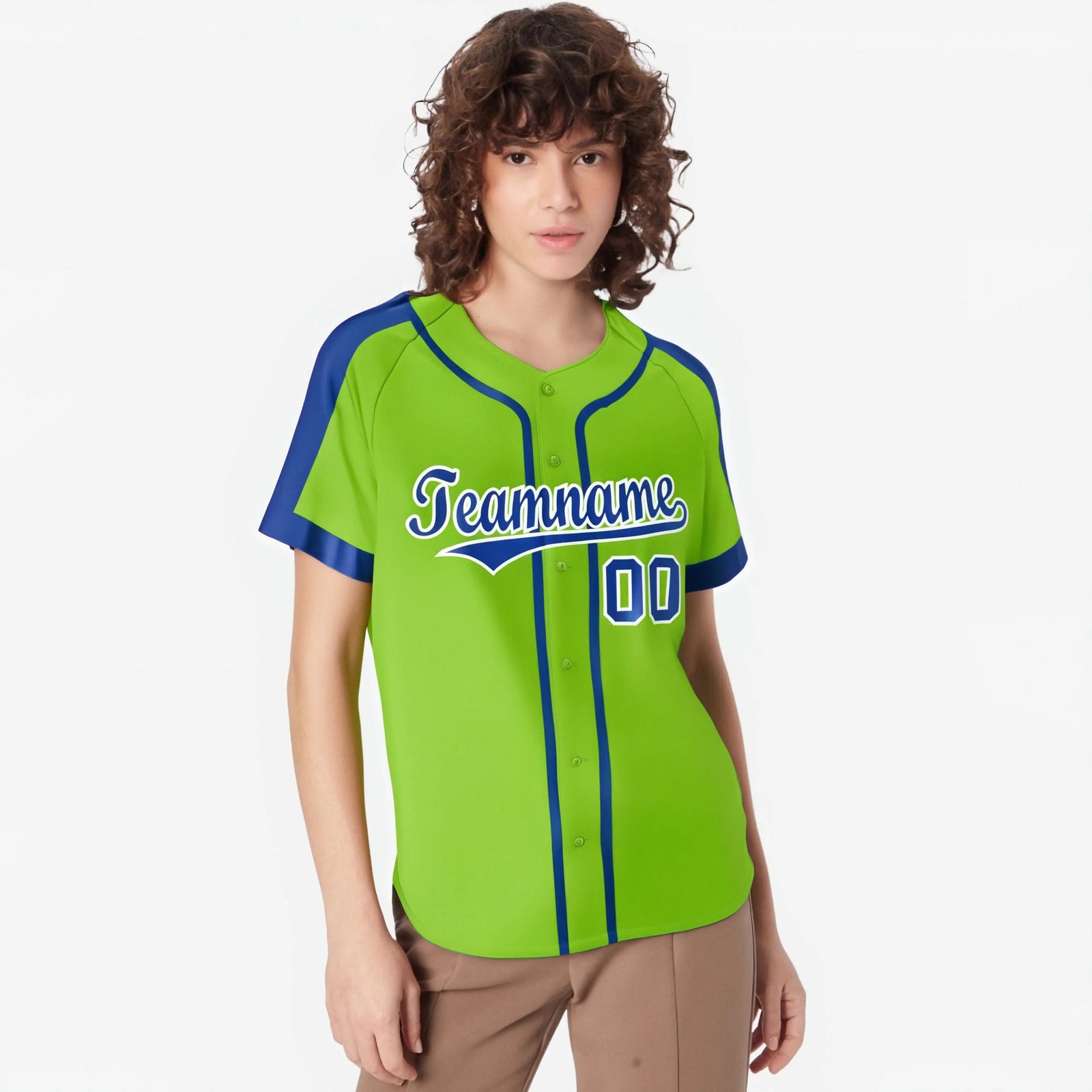 Custom Green Blue White Baseball Jersey