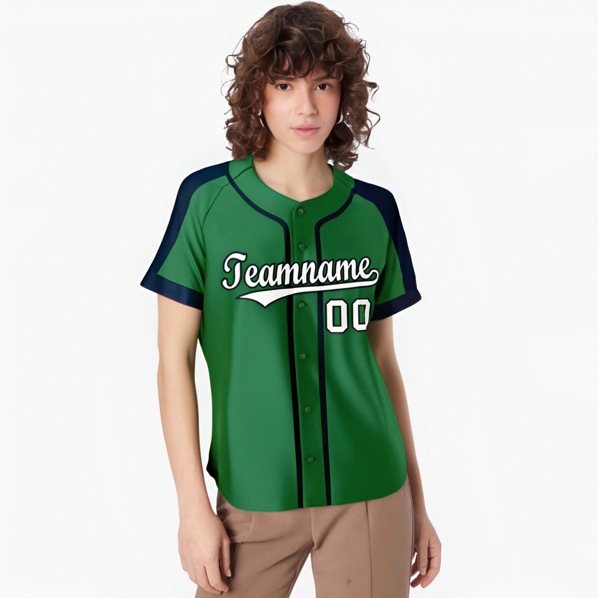 Custom Kelly Green Navy White Baseball Jersey