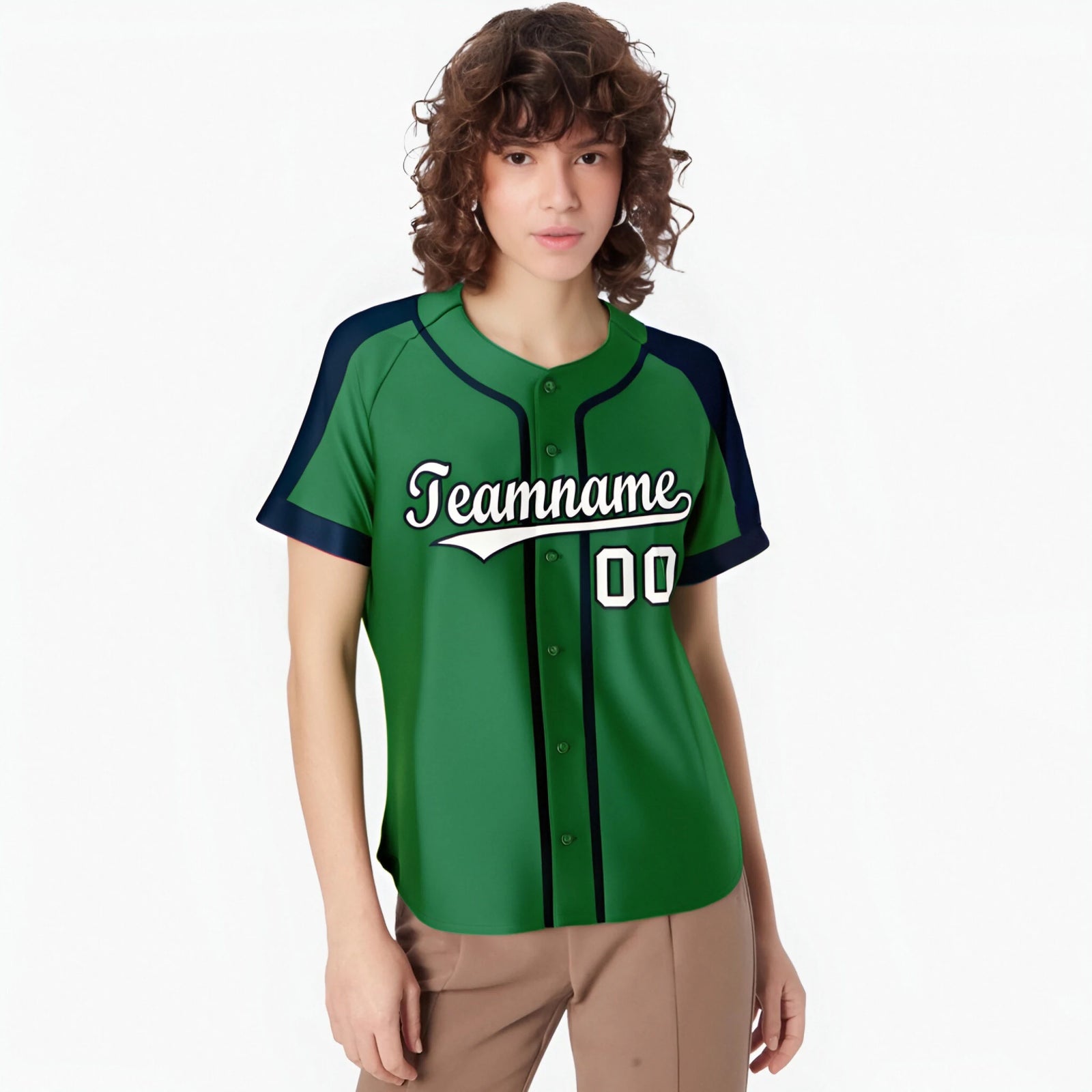 Custom Kelly Green Navy White Baseball Jersey