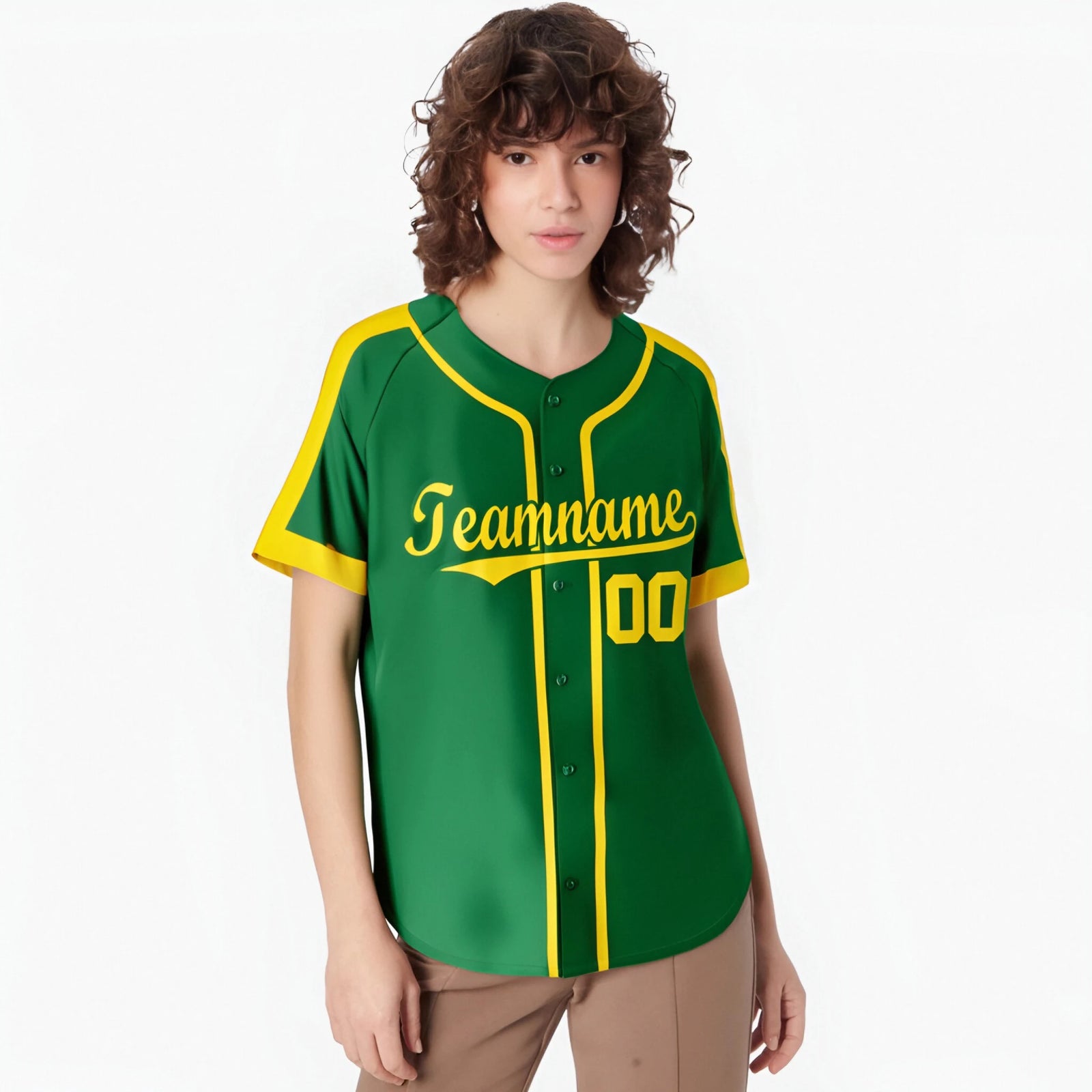 Custom Kelly Green Yellow Baseball Jersey