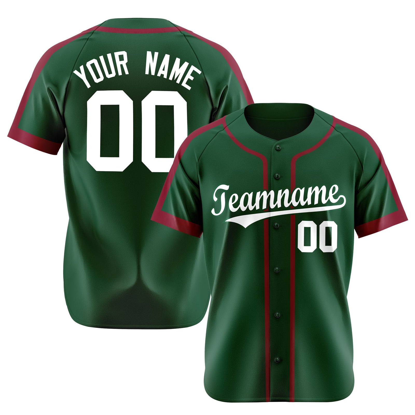 Custom Kelly Green Crimson White Baseball Jersey