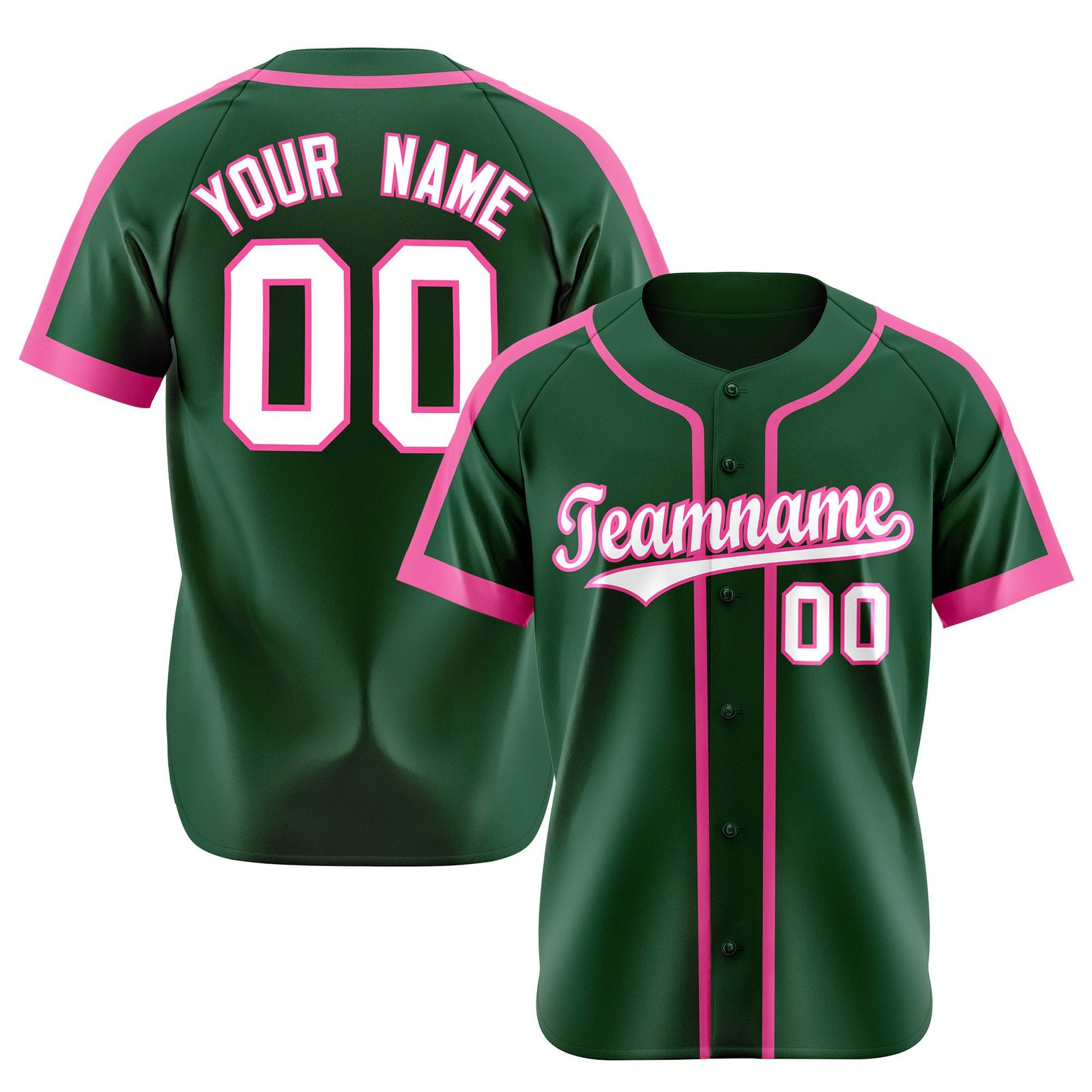 Custom Green Pink White Baseball Jersey