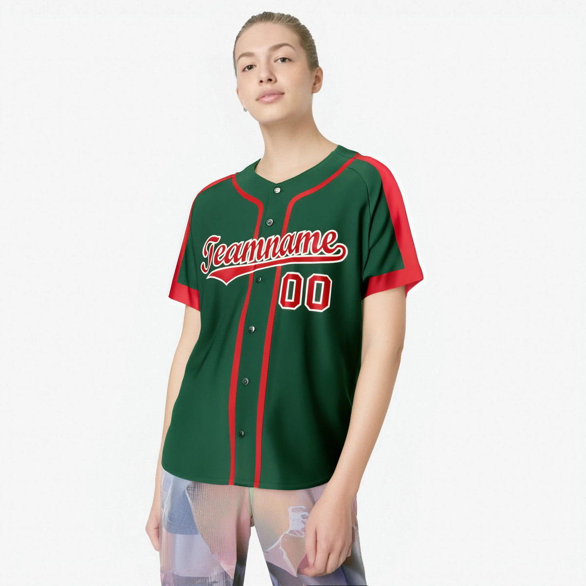 Custom Green Red White Baseball Jersey