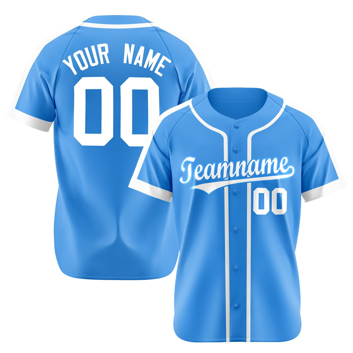 Custom Powder Blue Pink Baseball Jersey