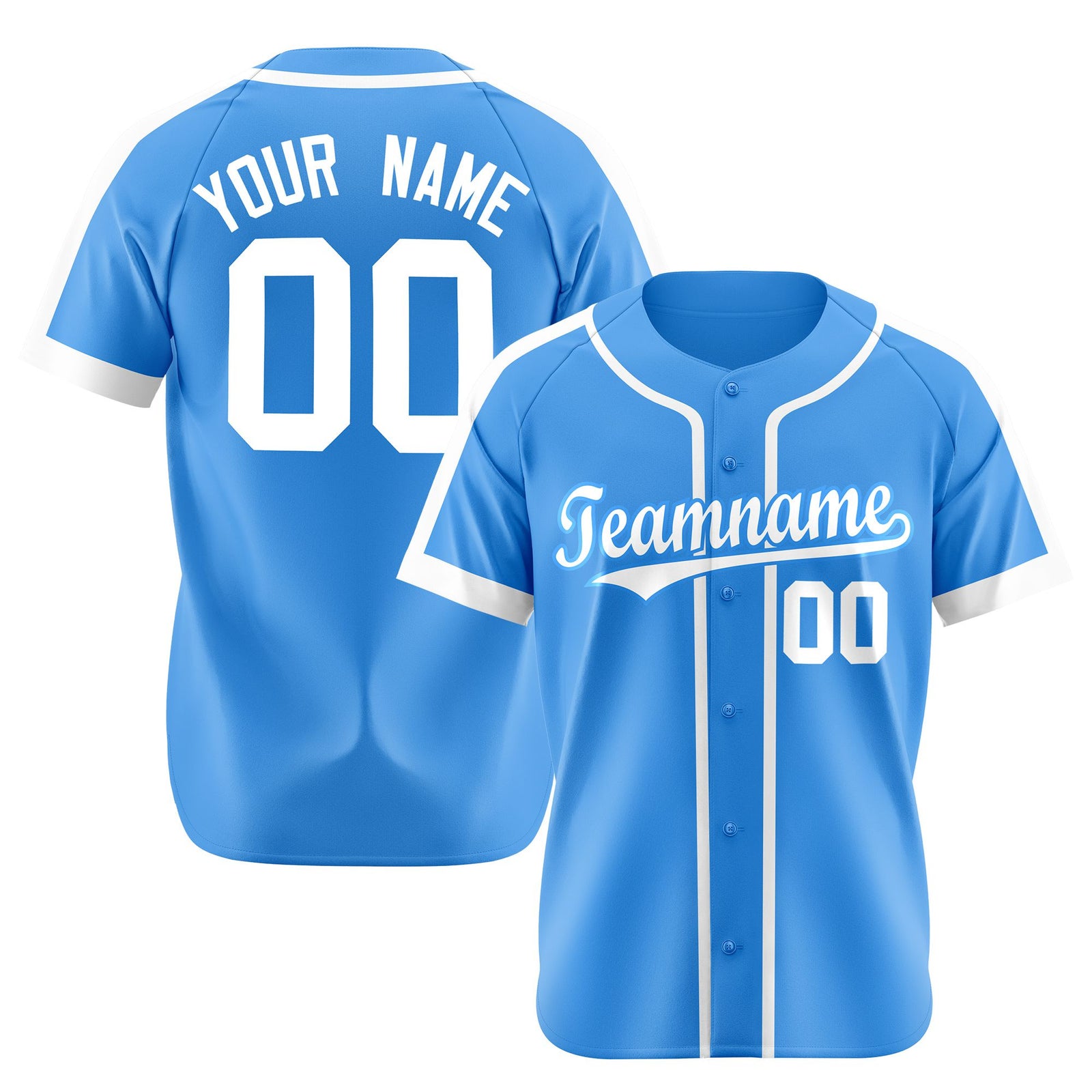 Custom Powder Blue Pink Baseball Jersey