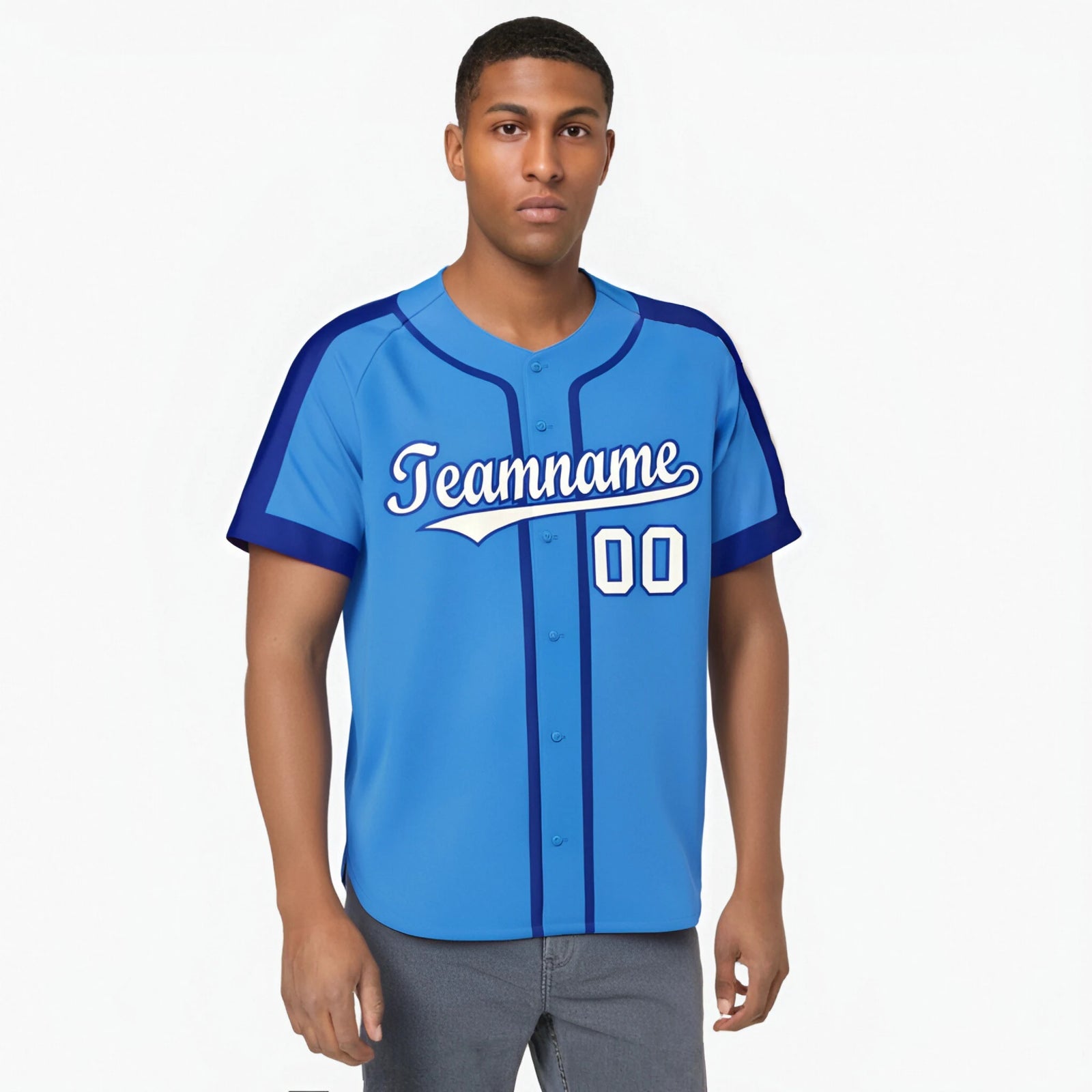 Custom Powder Blue White Baseball Jersey