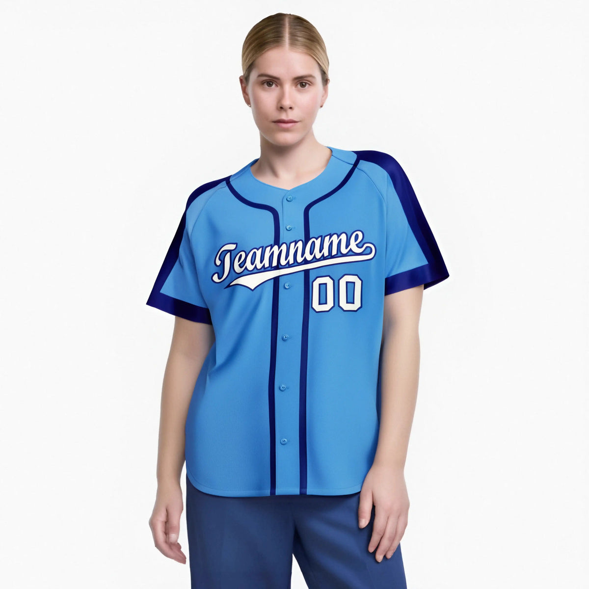 Custom Powder Blue White Baseball Jersey