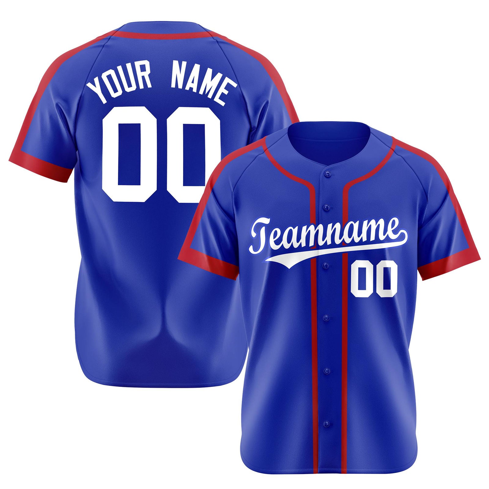 Custom Royal Blue Red White Baseball Jersey