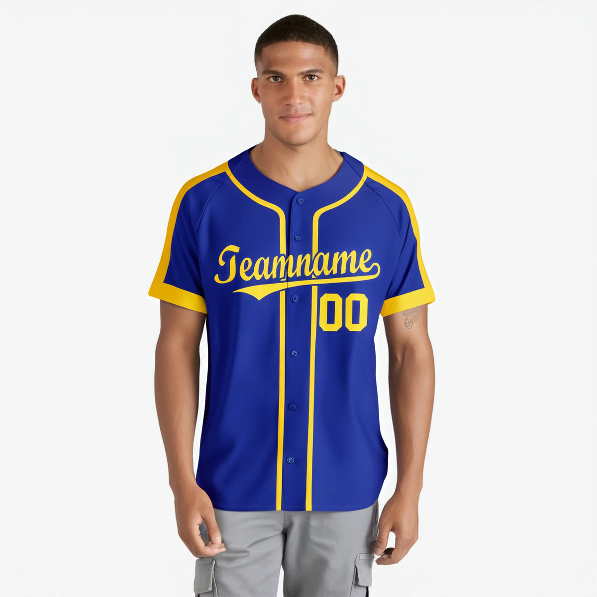 Custom Royal Blue Yellow Baseball Jersey
