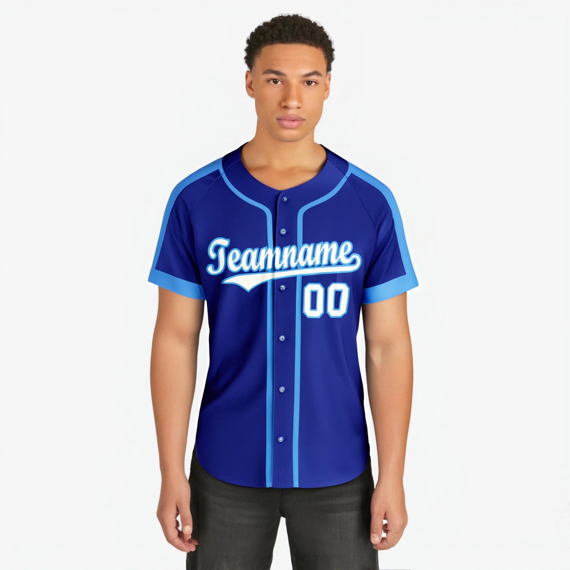 Custom Royal Blue Blue White Baseball Jersey