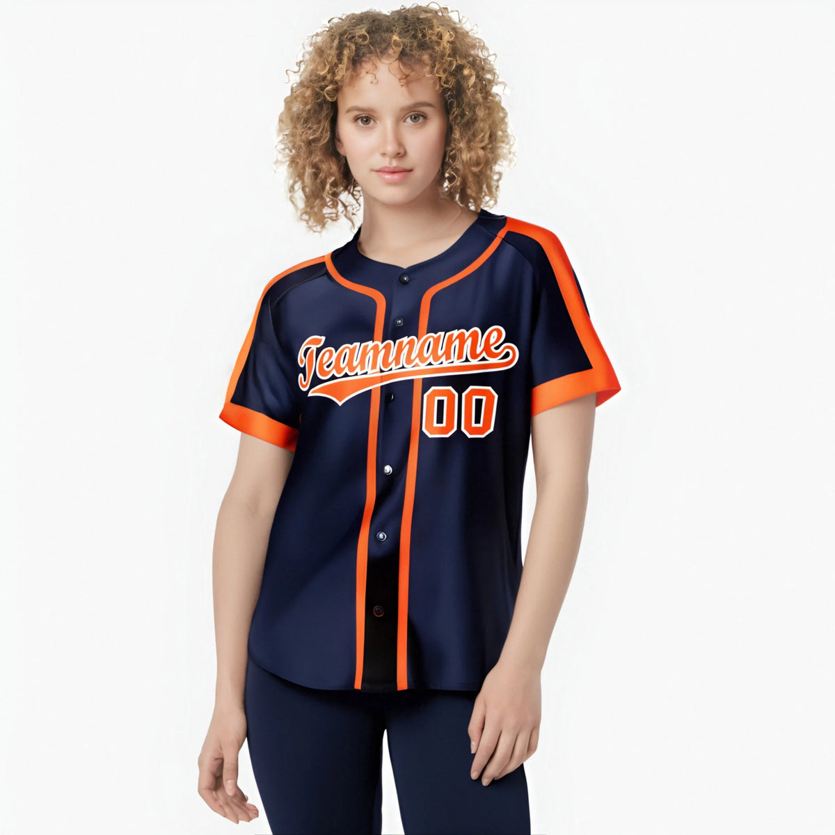 Custom Navy Orange White Baseball Jersey