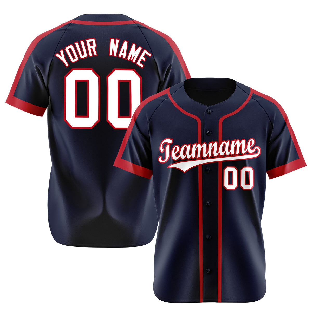 Custom Navy Red White Baseball Jersey