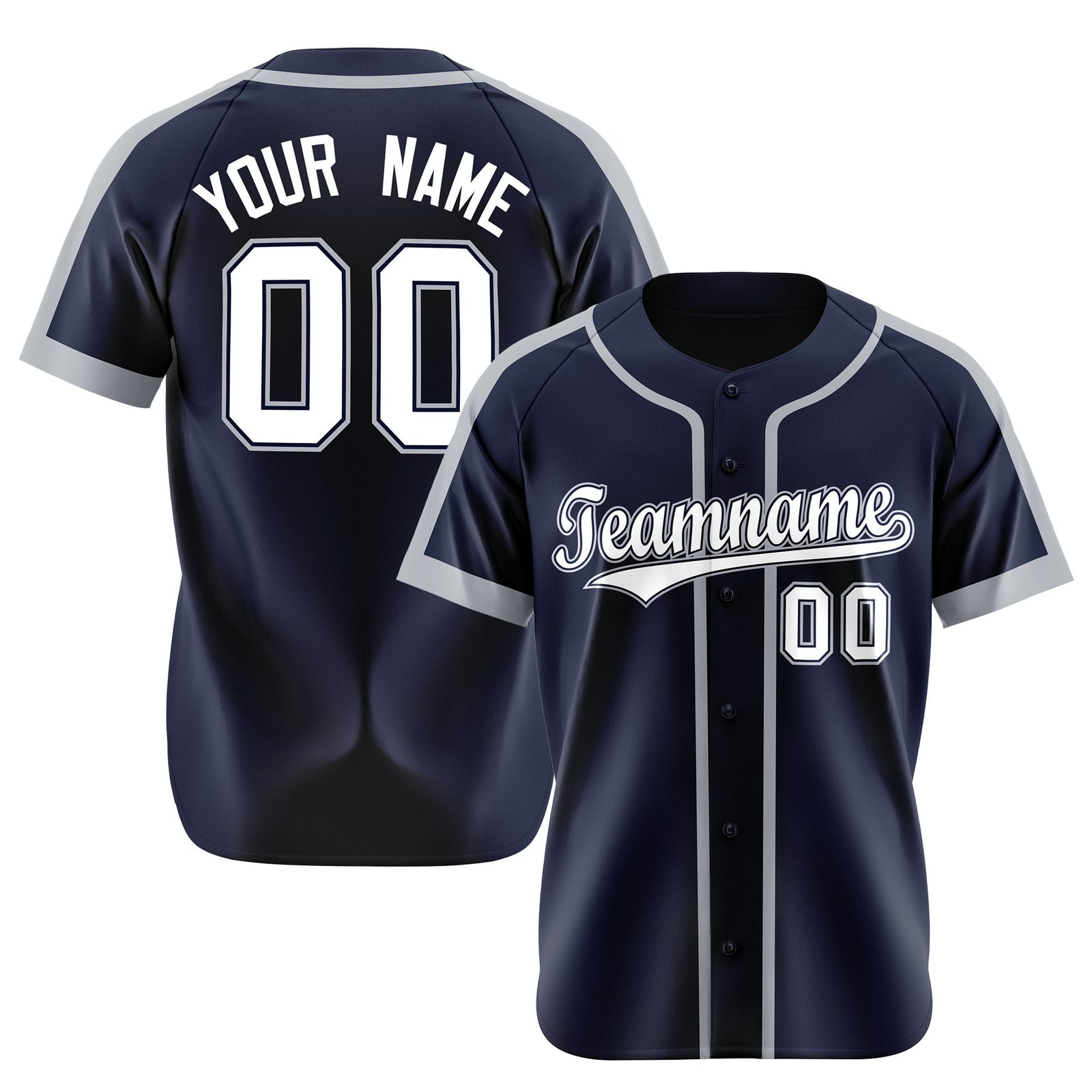 Custom Navy Gray White Baseball Jersey