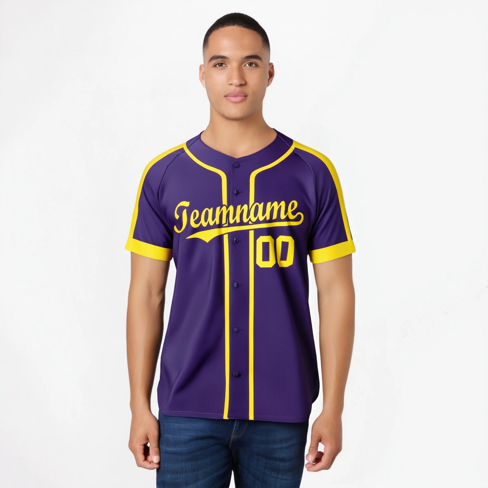 Custom Purple Yellow Baseball Jersey