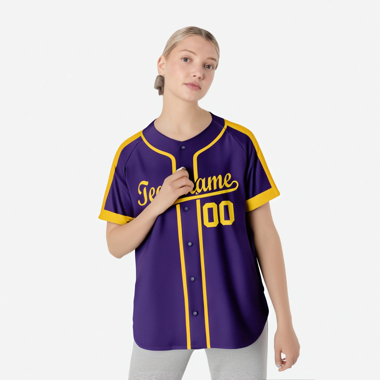 Custom Purple Yellow Baseball Jersey