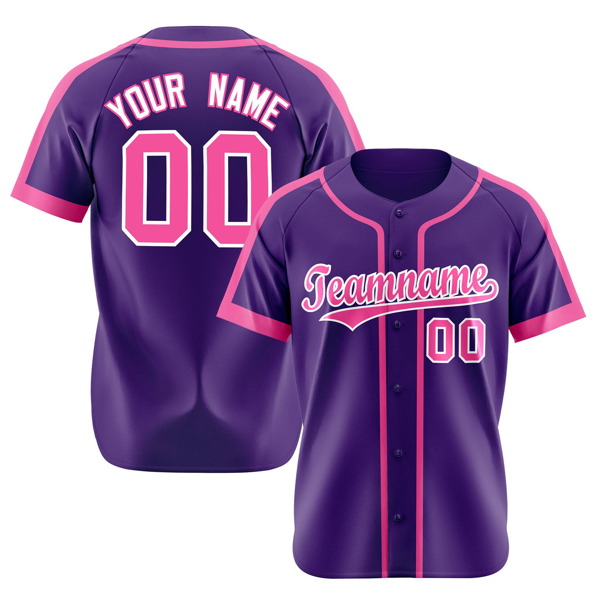 Custom Purple Pink White Baseball Jersey