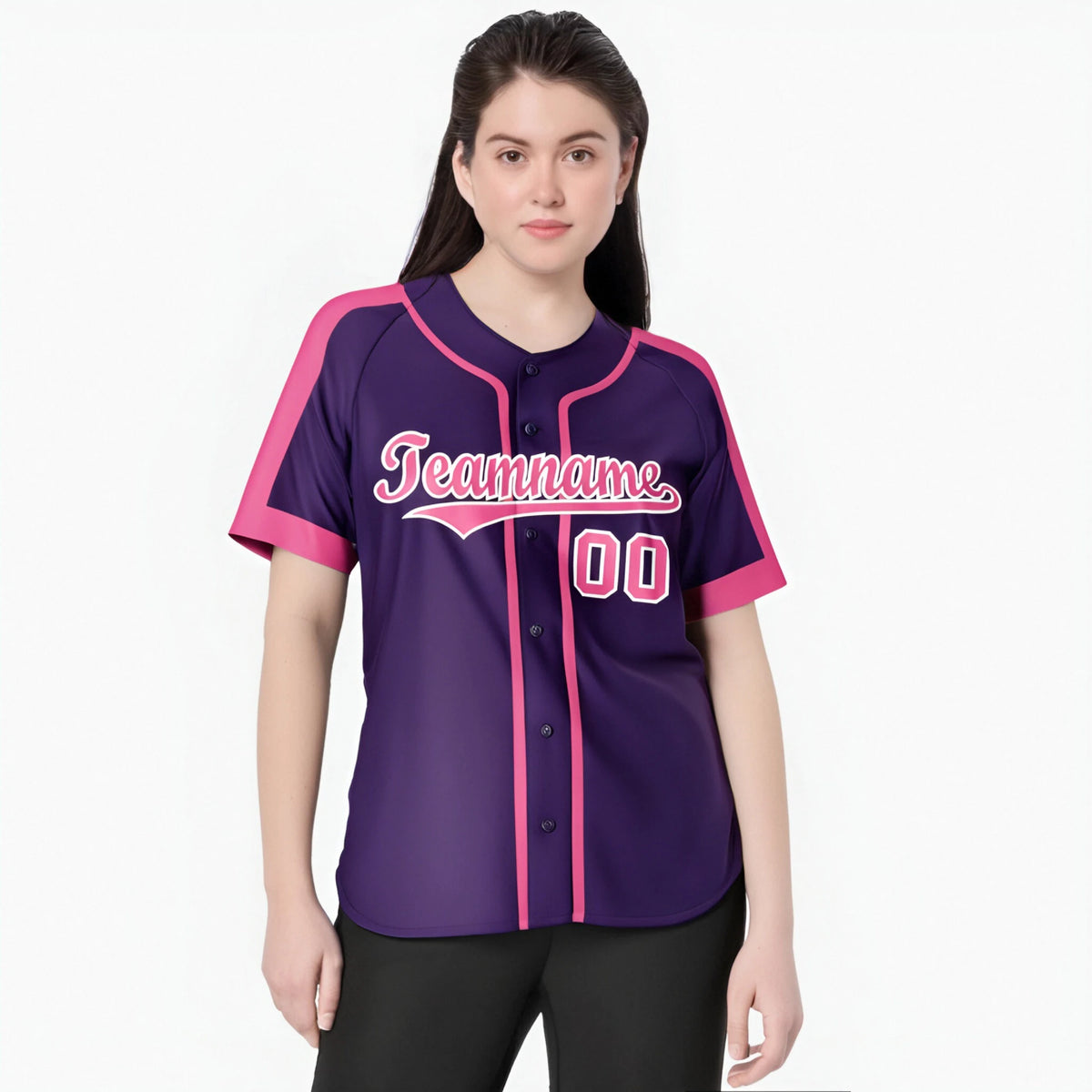 Custom Purple Pink White Baseball Jersey