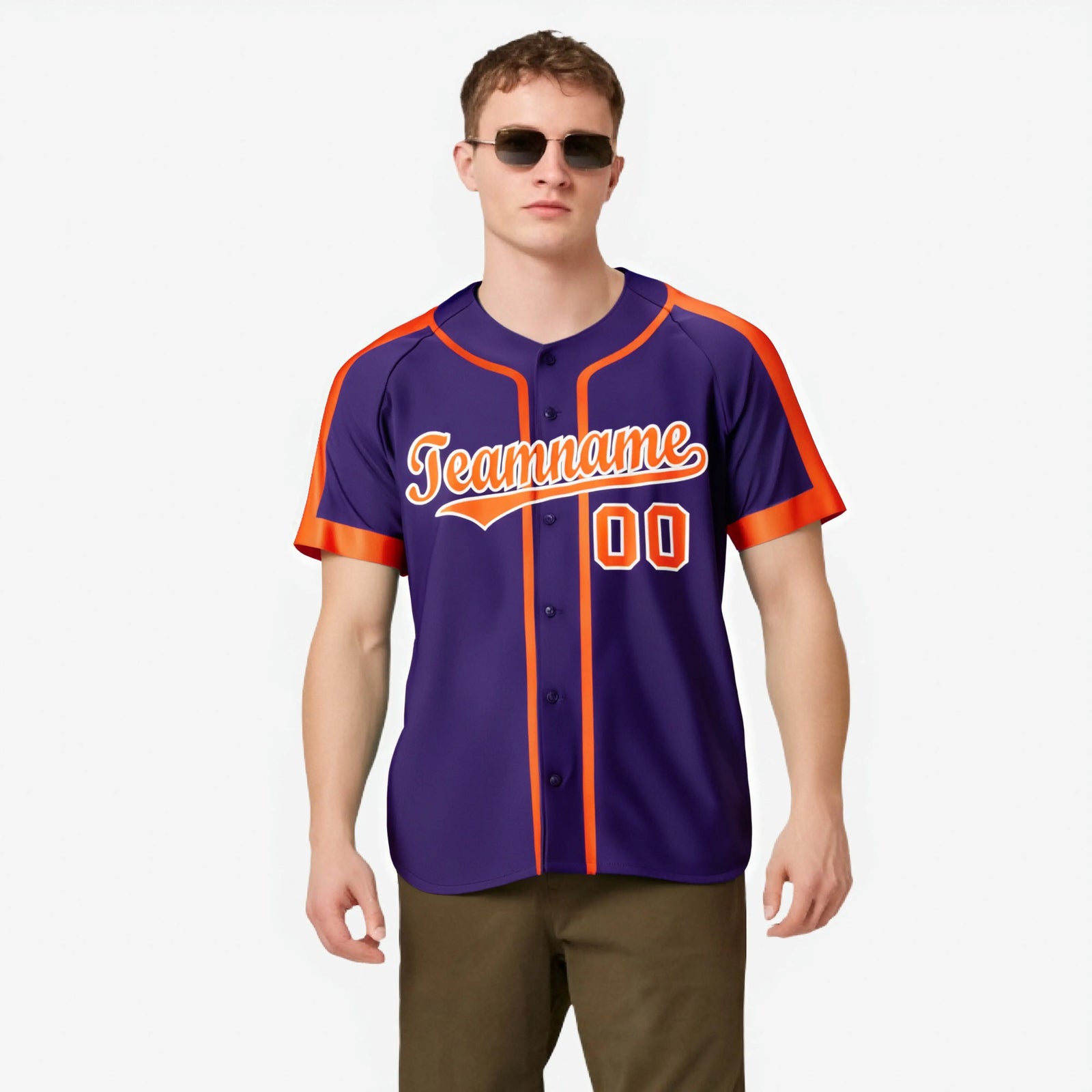 Custom Purple Orange White Baseball Jersey