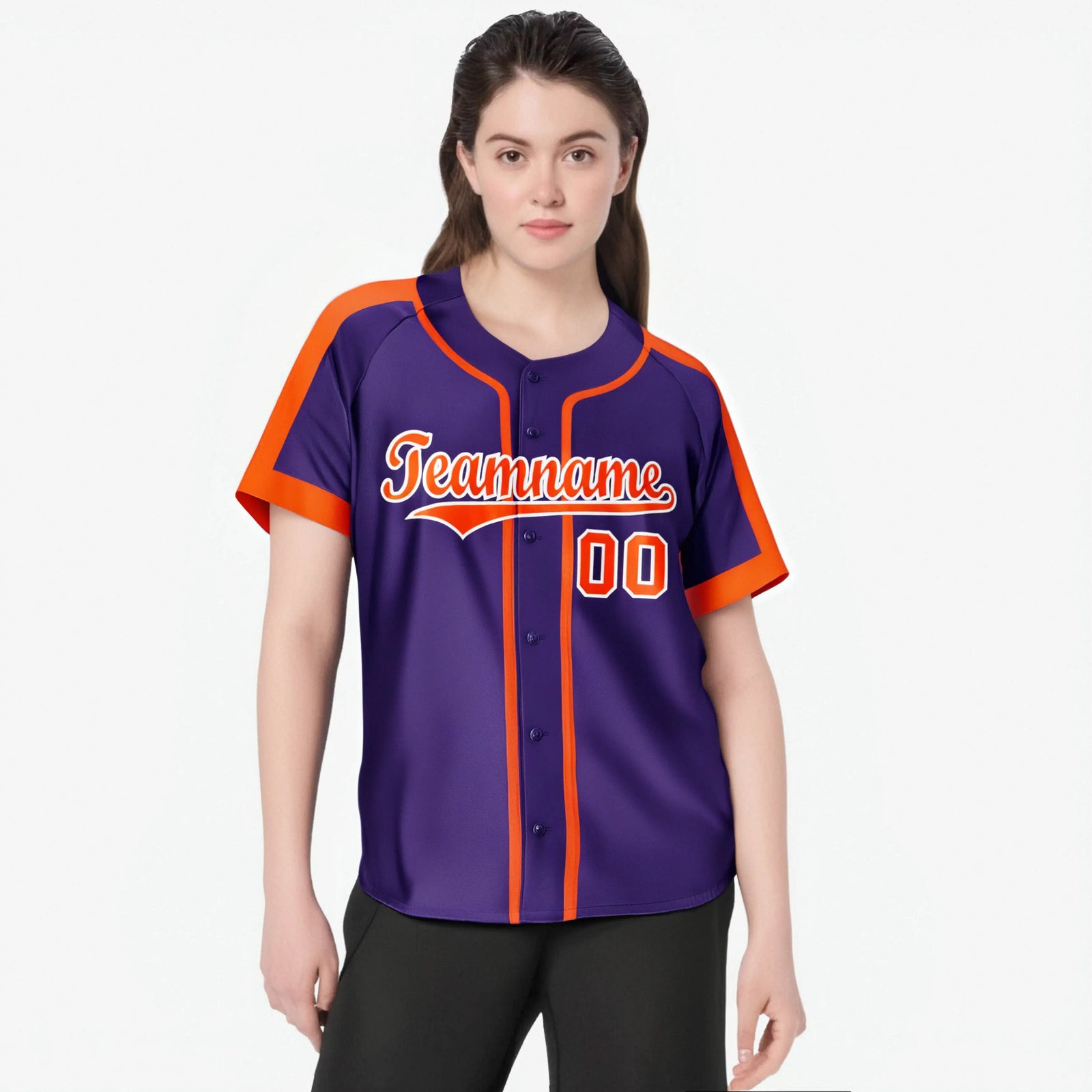 Custom Purple Orange White Baseball Jersey