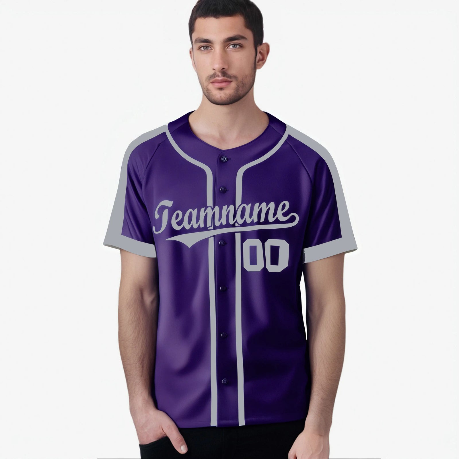 Custom Purple Gray Baseball Jersey