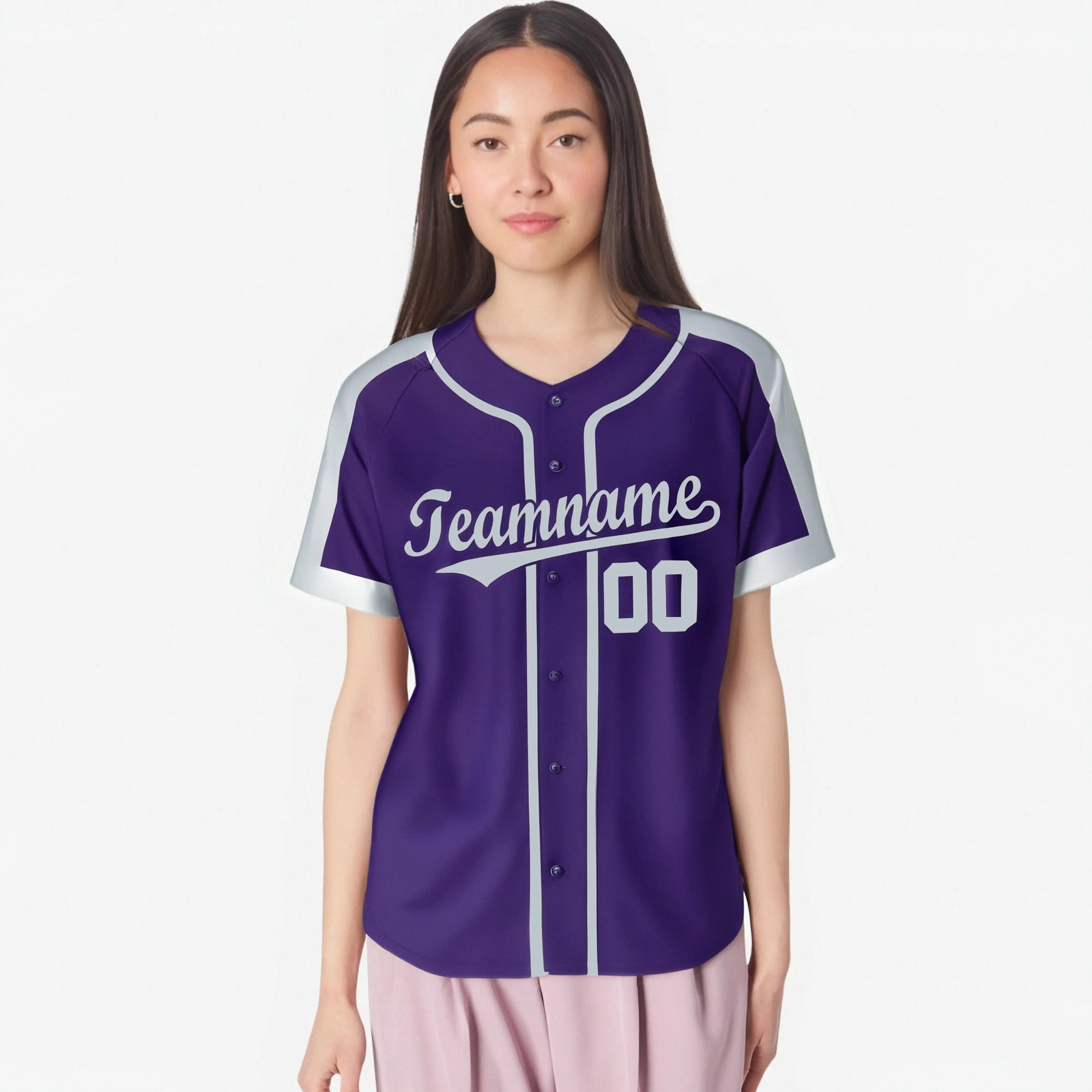 Custom Purple Gray Baseball Jersey
