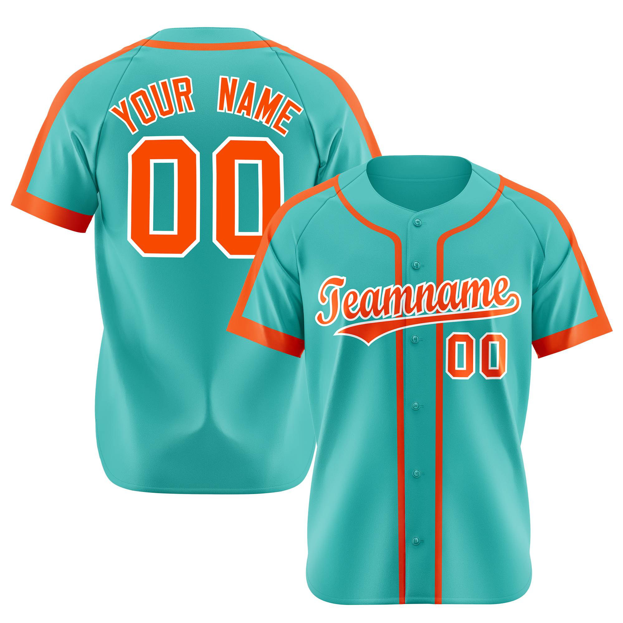 Custom Bright Green Orange White Baseball Jersey