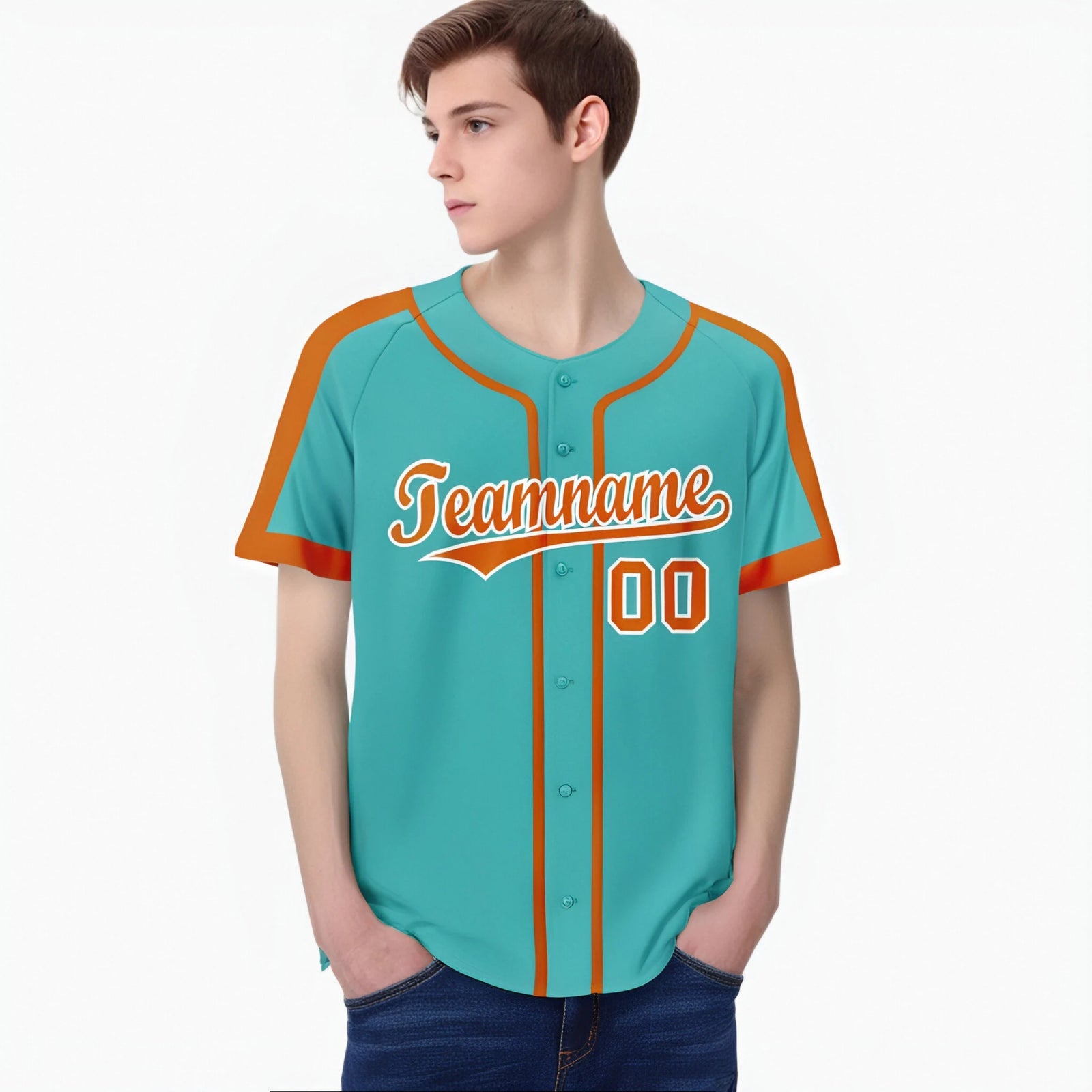 Custom Bright Green Orange White Baseball Jersey