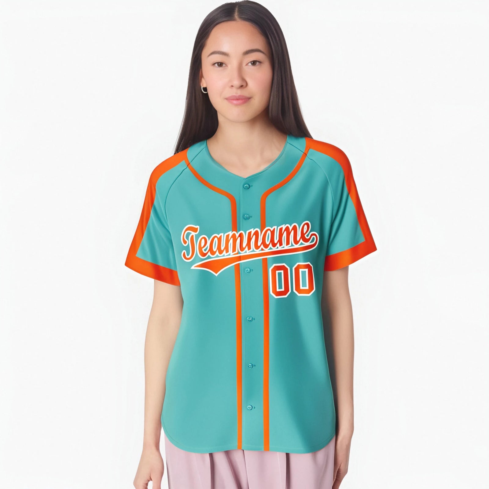 Custom Bright Green Orange White Baseball Jersey