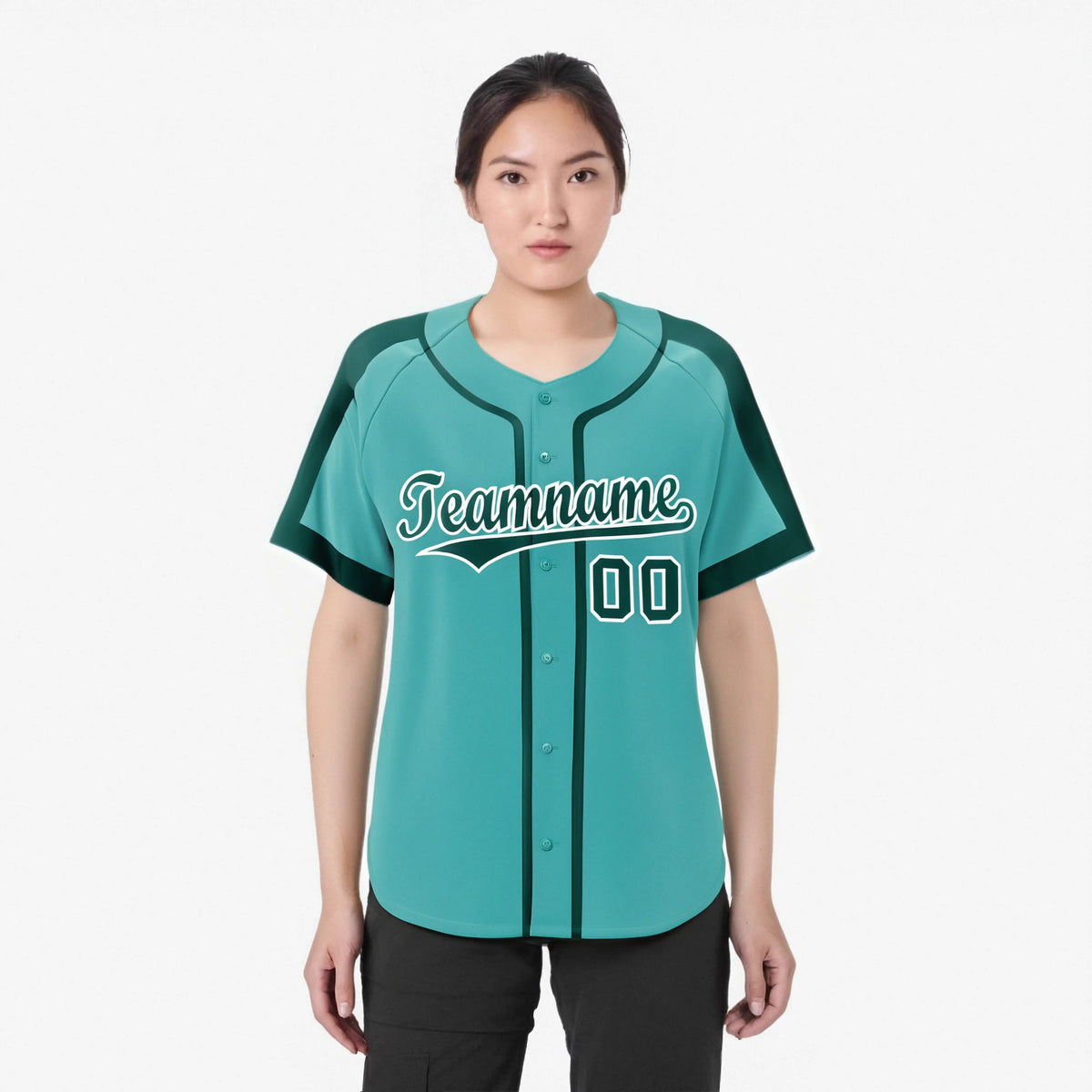 Custom Bright Green Aqua White Baseball Jersey