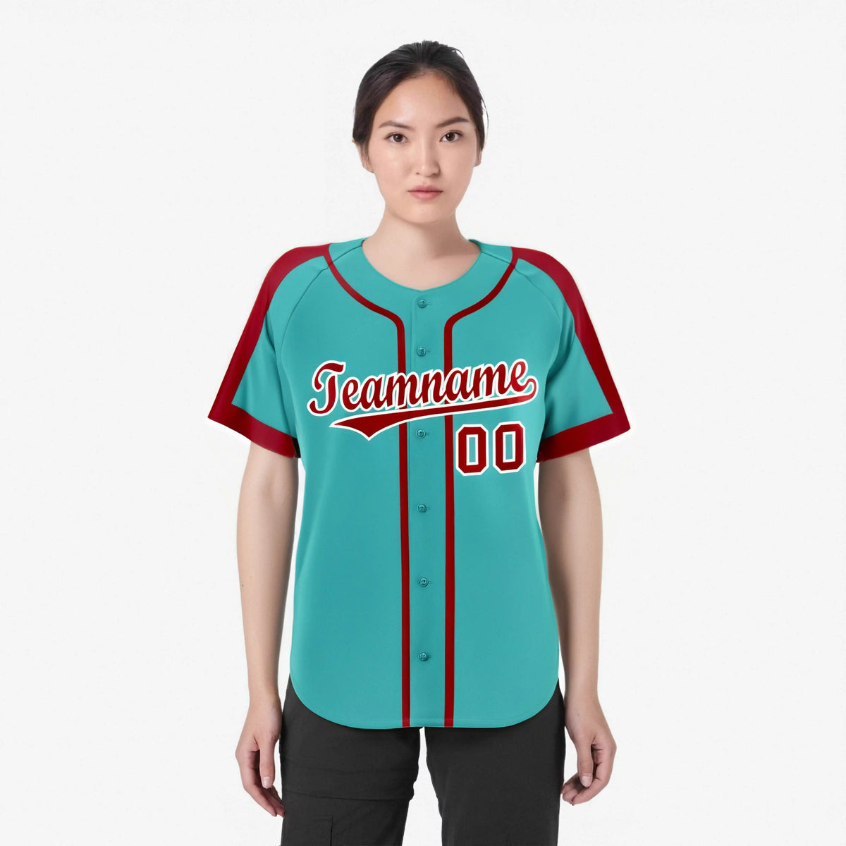 Custom Bright Green Red White Baseball Jersey
