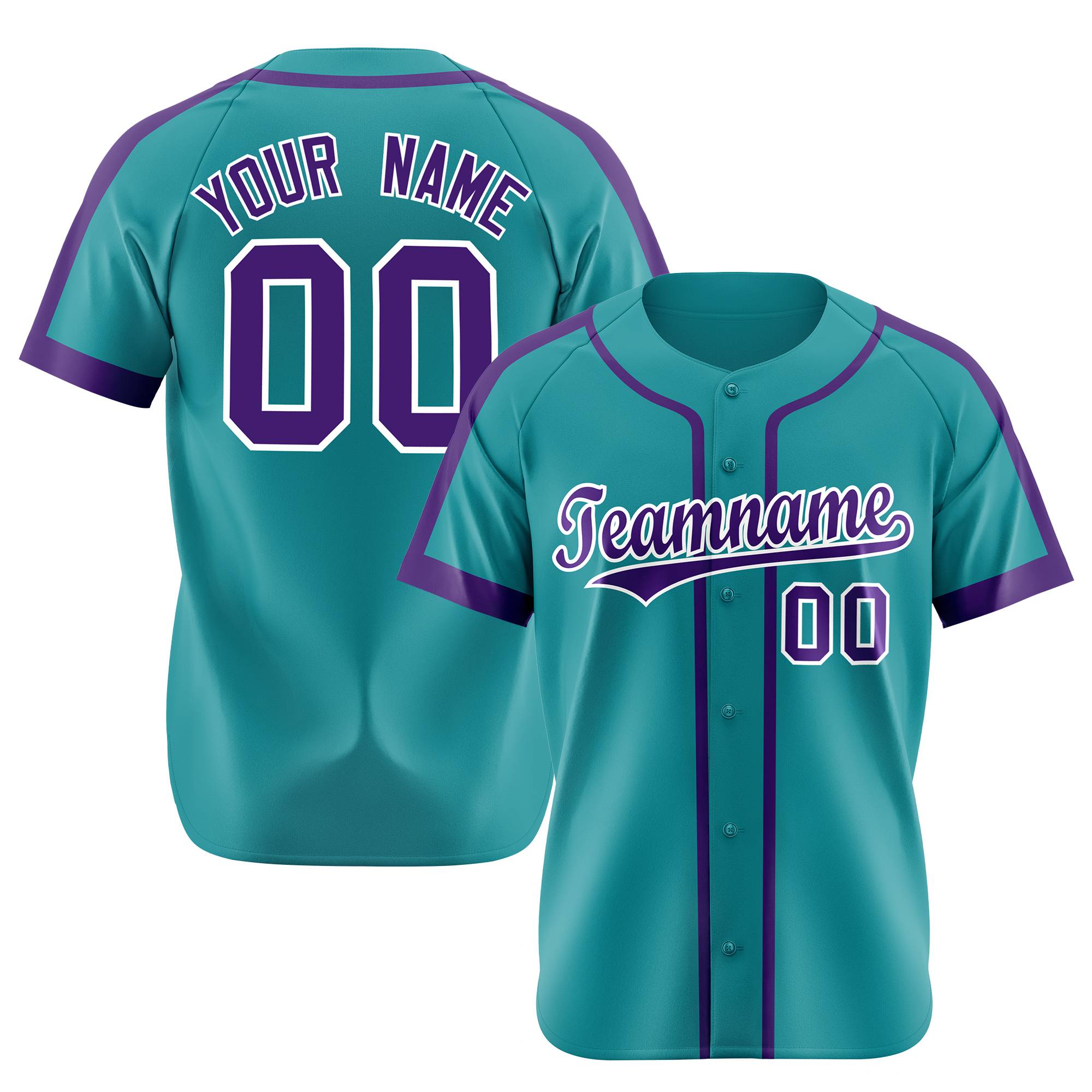 Custom Aqua Purple White Baseball Jersey