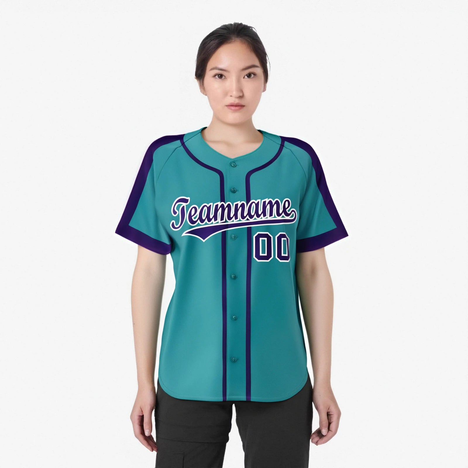 Custom Aqua Purple White Baseball Jersey
