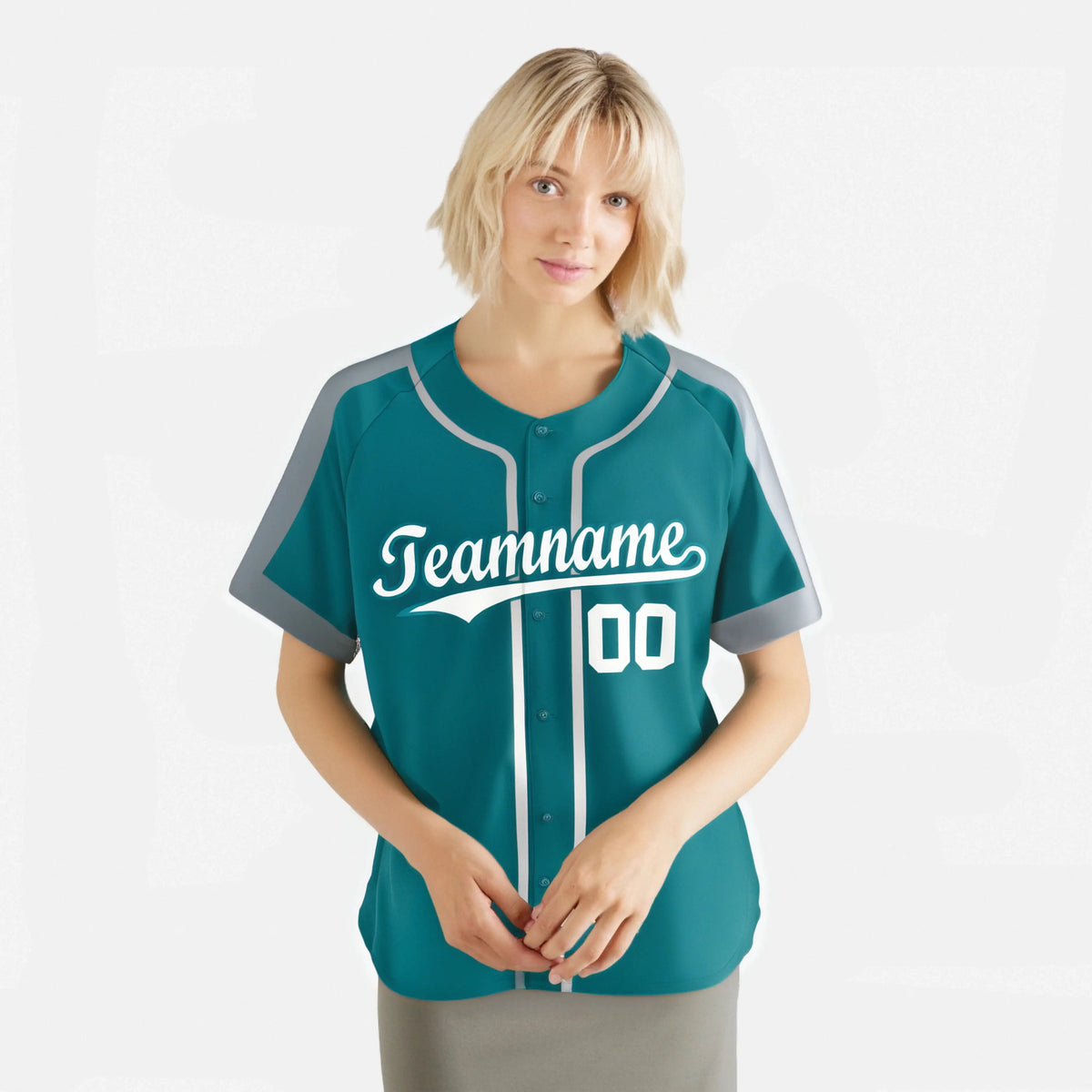 Custom Aqua Gray White Baseball Jersey