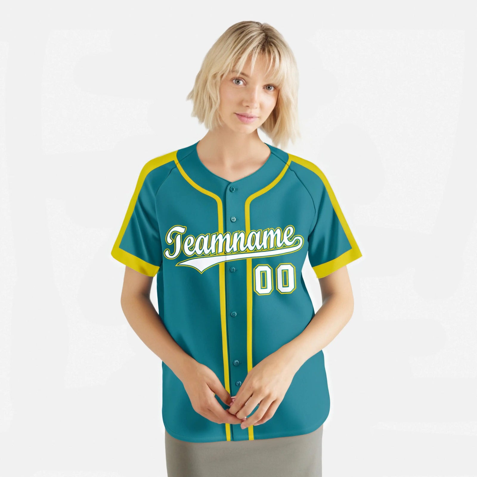Custom Aqua Yellow White Baseball Jersey