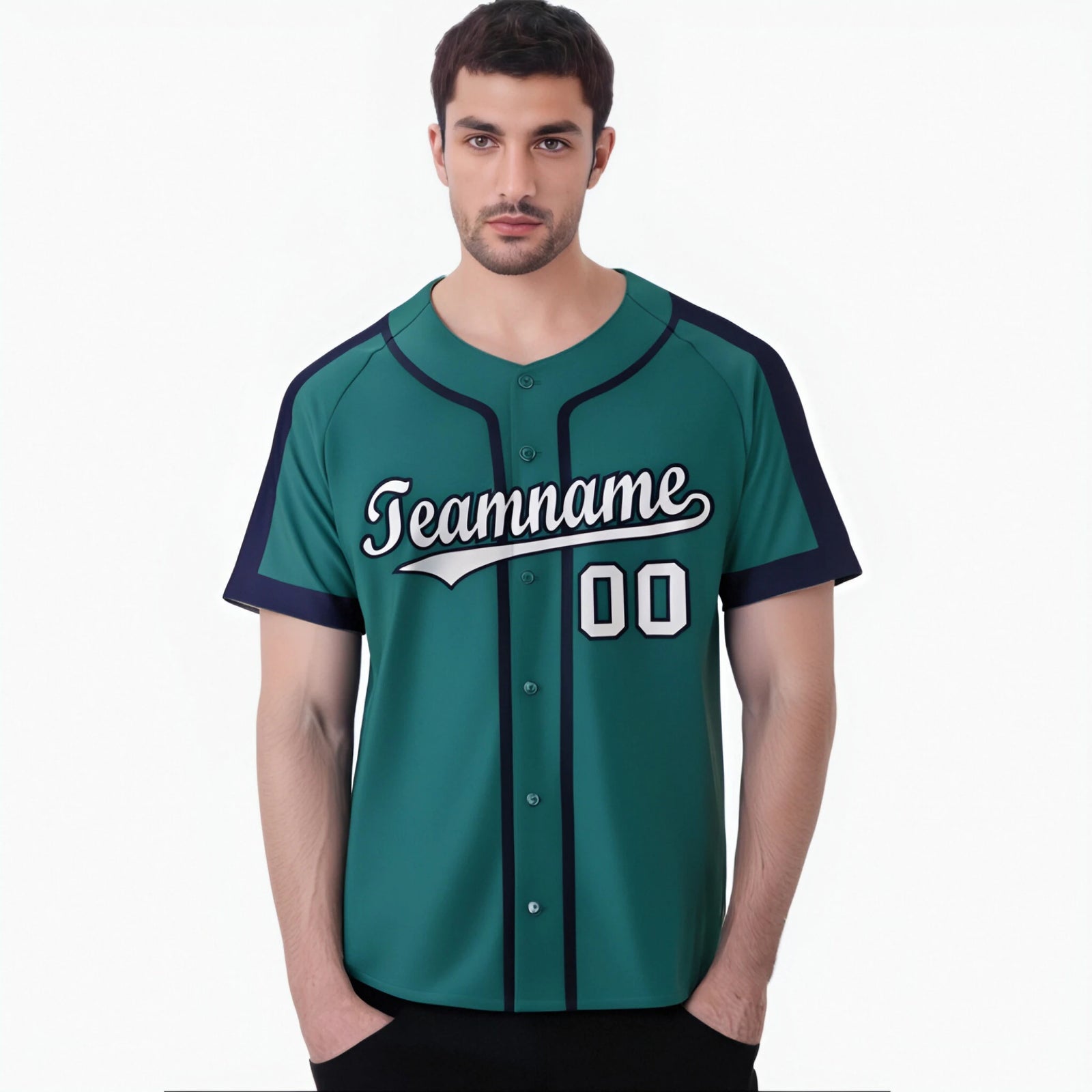 Custom Aqua Navy Gray Baseball Jersey