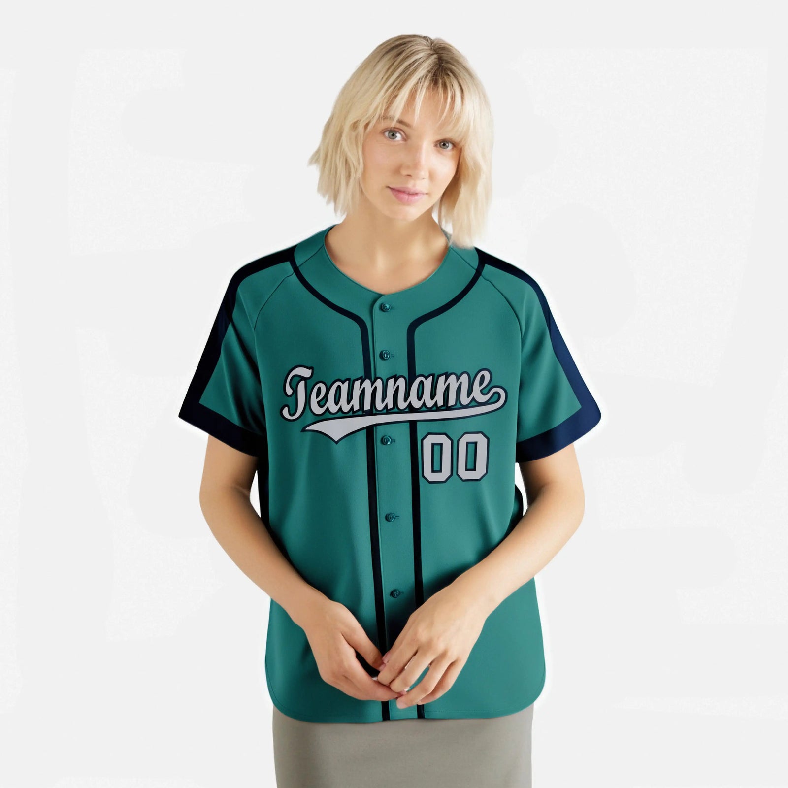 Custom Aqua Navy Gray Baseball Jersey