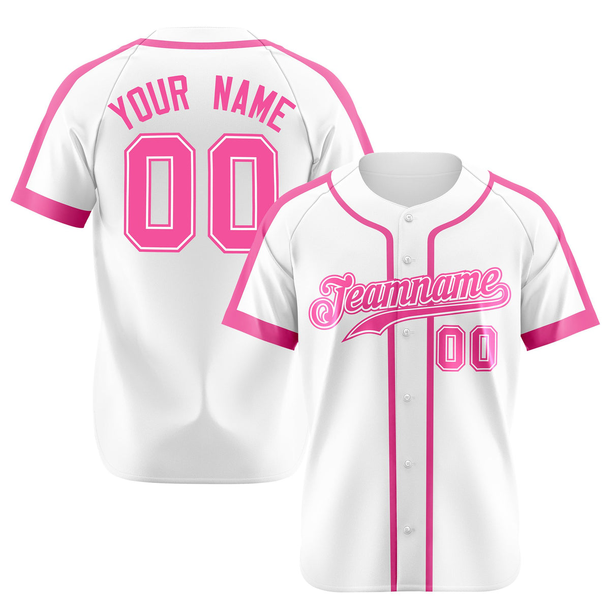 Custom White Pink Baseball Jersey Personalized For Adults Youth