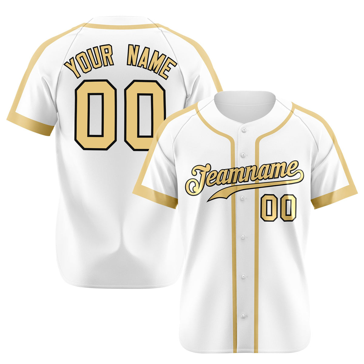 Custom White Khaki Black Baseball Jersey Personalized For Adults Youth
