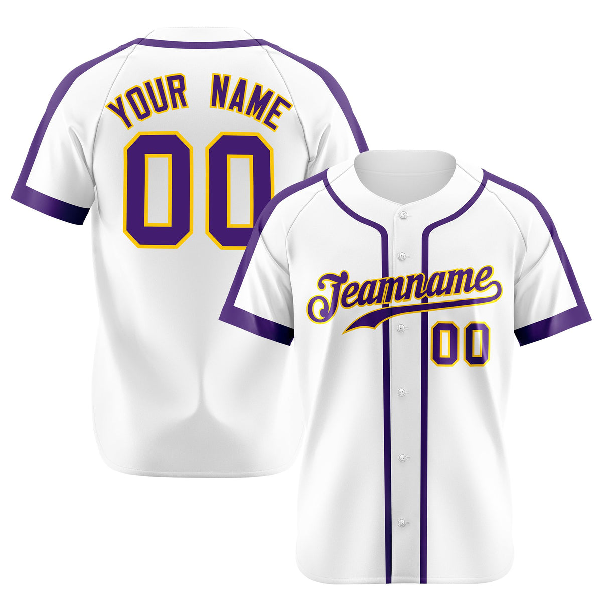 Custom White Purple Baseball Jersey Personalized For Adults Youth