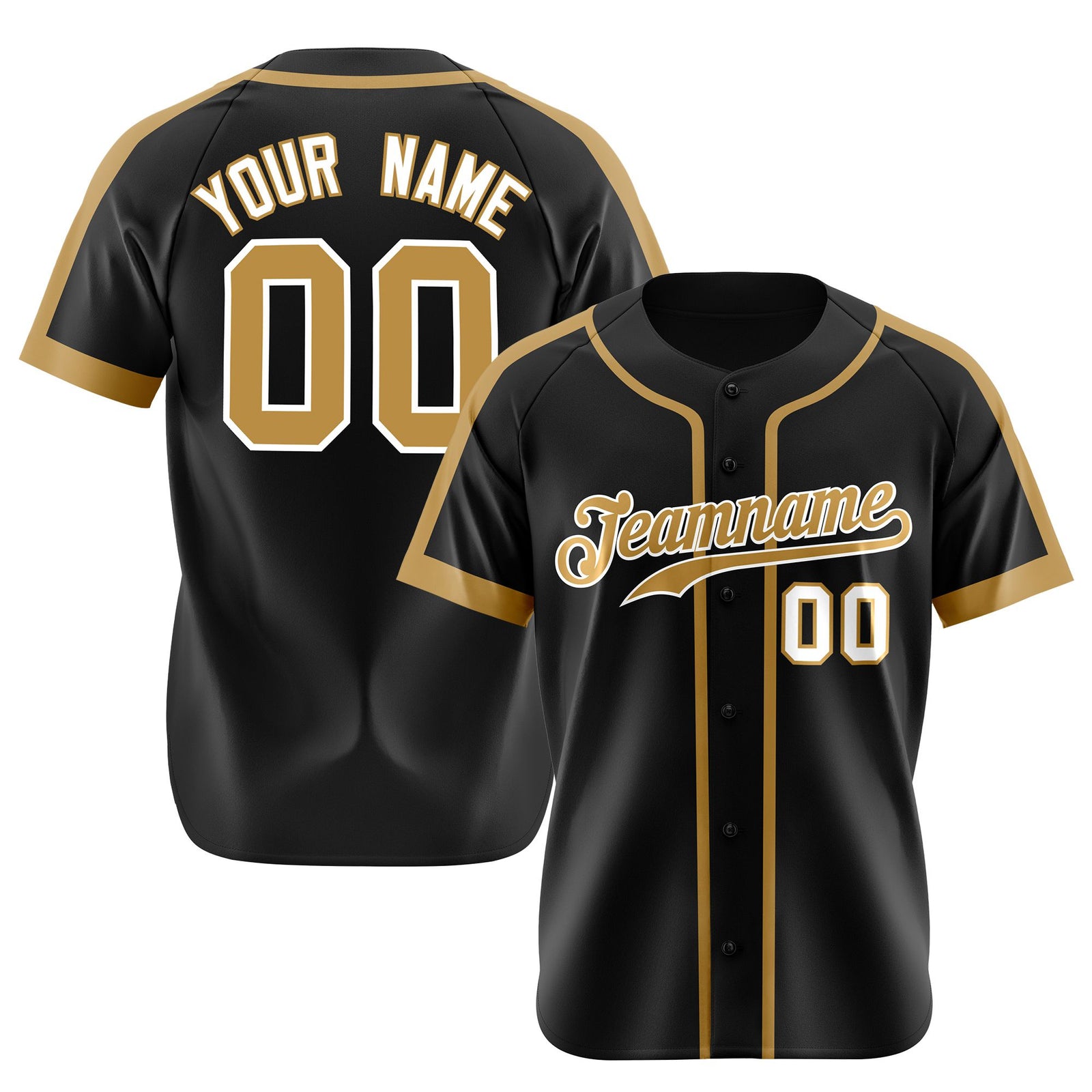 Custom Black Old Gold White Baseball Jersey