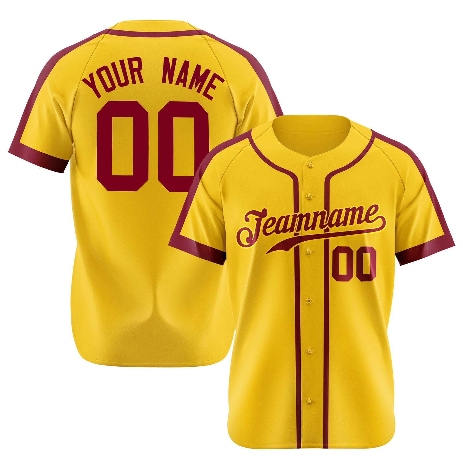 Custom Yellow Crimson Baseball Jersey