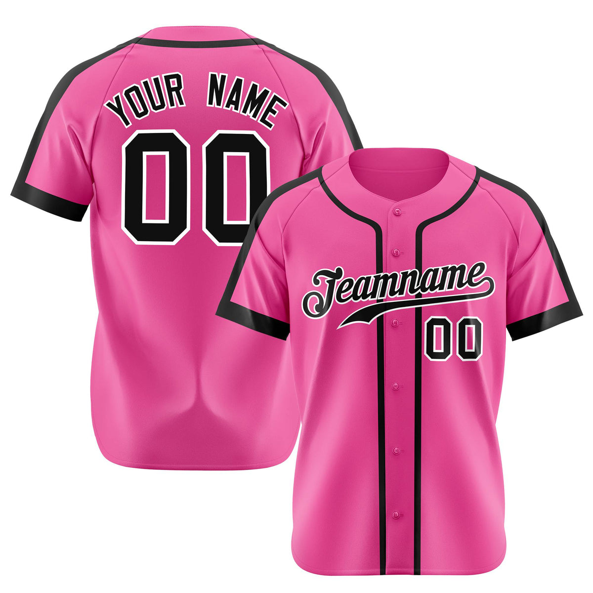 Custom Pink Black White Baseball Jersey